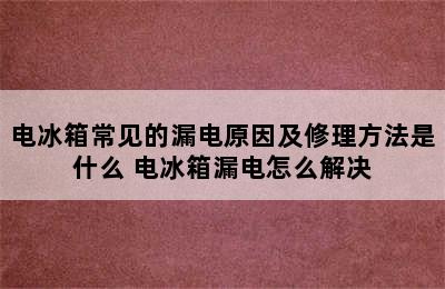 电冰箱常见的漏电原因及修理方法是什么 电冰箱漏电怎么解决